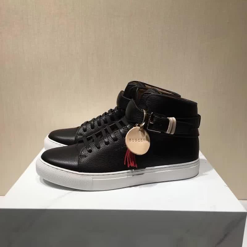 Buscemi Sneakers High Top White And Black Leather White Sole Buckle And Tassel Men 2
