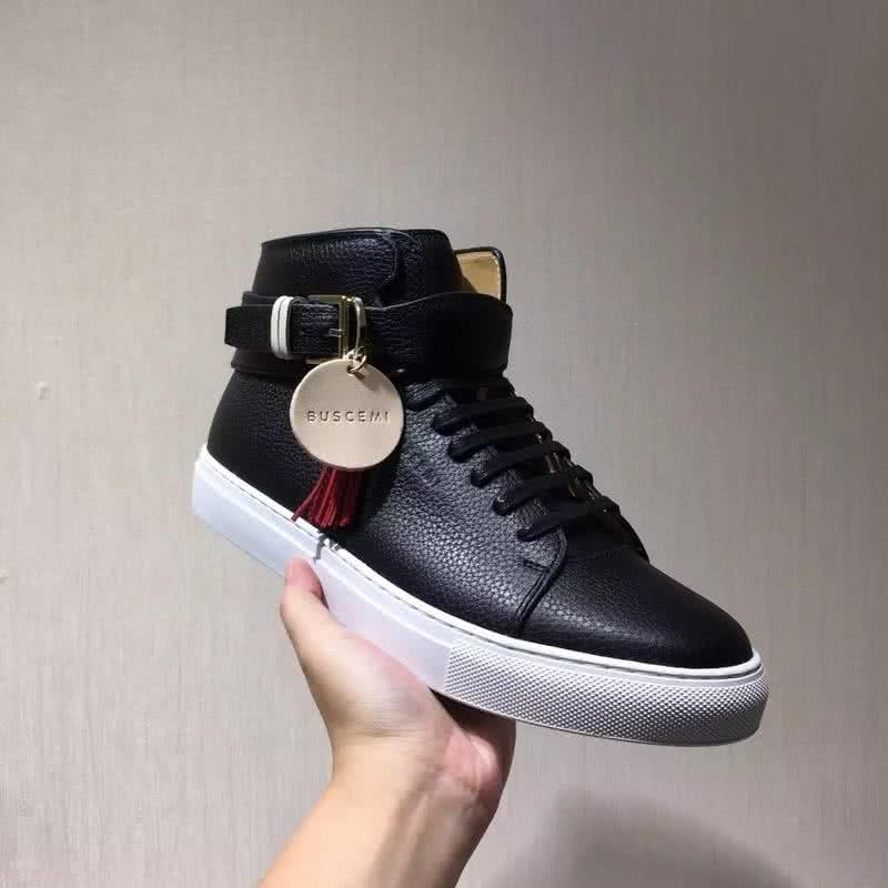 Buscemi Sneakers High Top White And Black Leather White Sole Buckle And Tassel Men 5