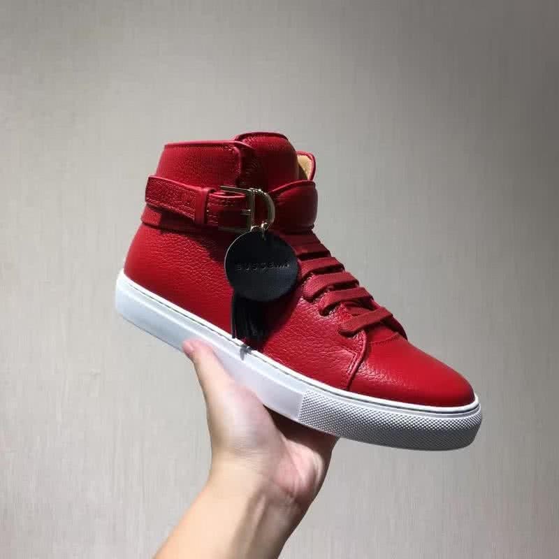 Buscemi Sneakers High Top Red Leather White Sole Buckle And Tassel Men 7