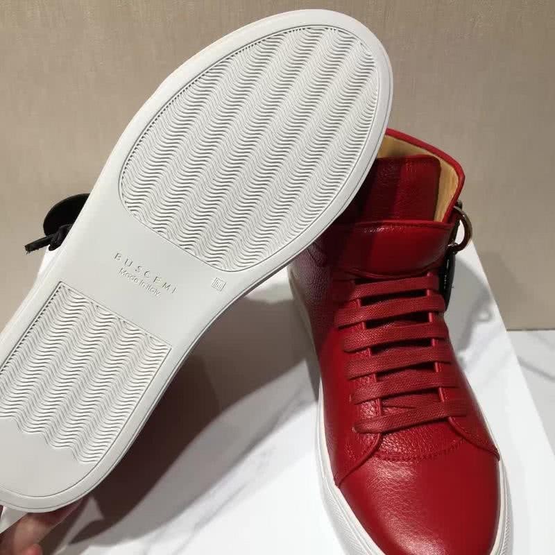 Buscemi Sneakers High Top Red Leather White Sole Buckle And Tassel Men 9