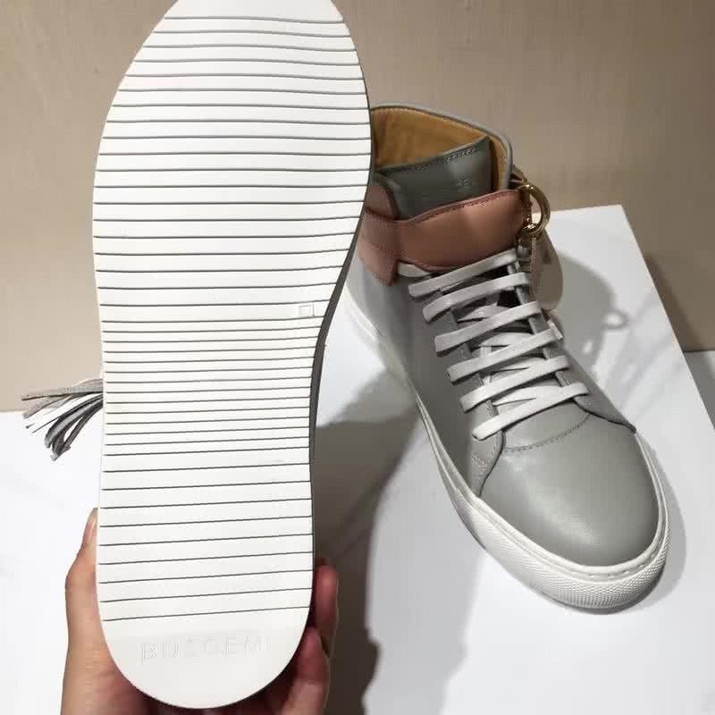 Buscemi Sneakers High Top Grey Leather White Sole Pink Belt Men 9