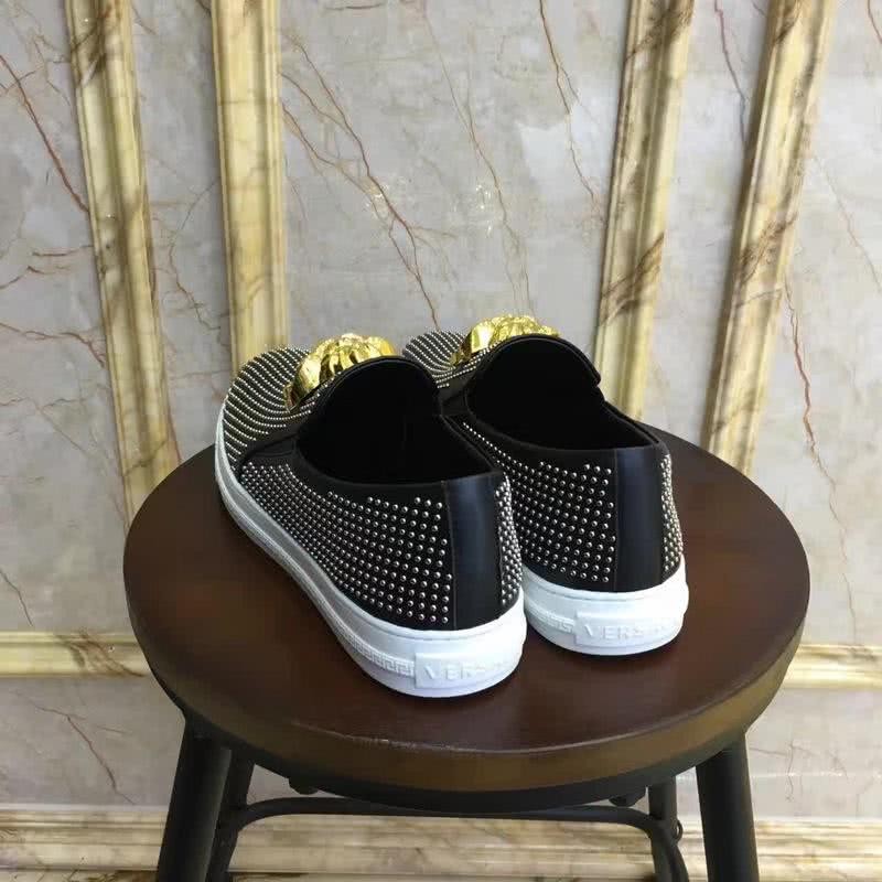 Versace Top Quality Loafers Cowhide Black Rivet Black Men 3