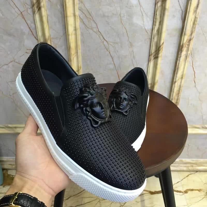Versace Top Quality Loafers Cowhide Black Rivet Black Men 5