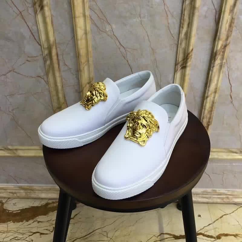 Versace New Loafers Cowhide Wear-resistant Gold Medusa White Men 2