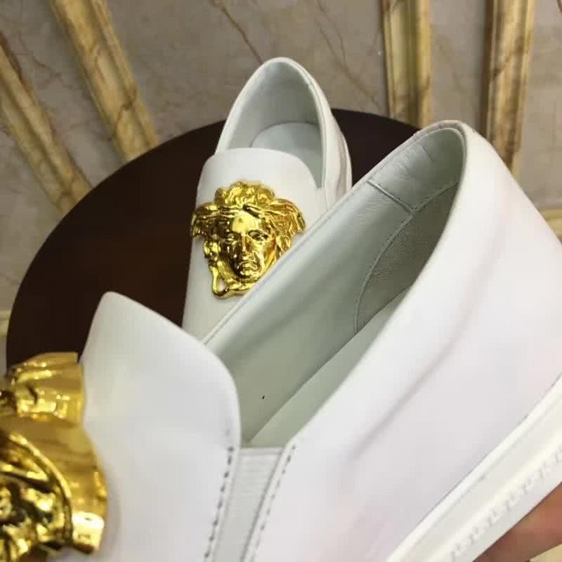 Versace New Loafers Cowhide Wear-resistant Gold Medusa White Men 4