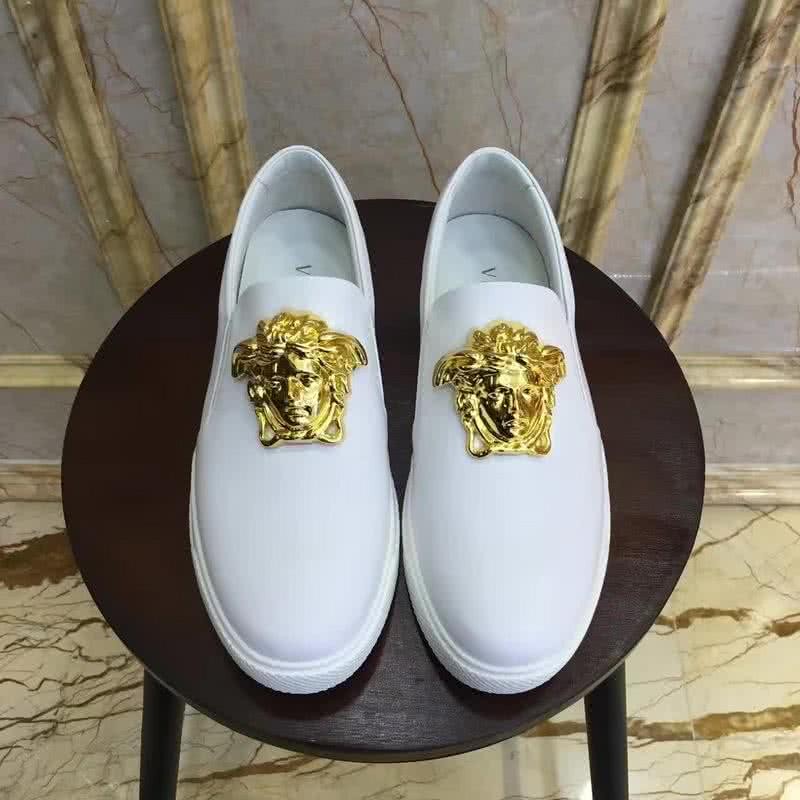 Versace New Loafers Cowhide Wear-resistant Gold Medusa White Men 6