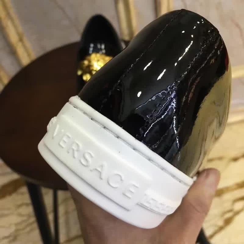 Versace New Loafers Cowhide Wear-resistant Gold Medusa Bright Black Men 8