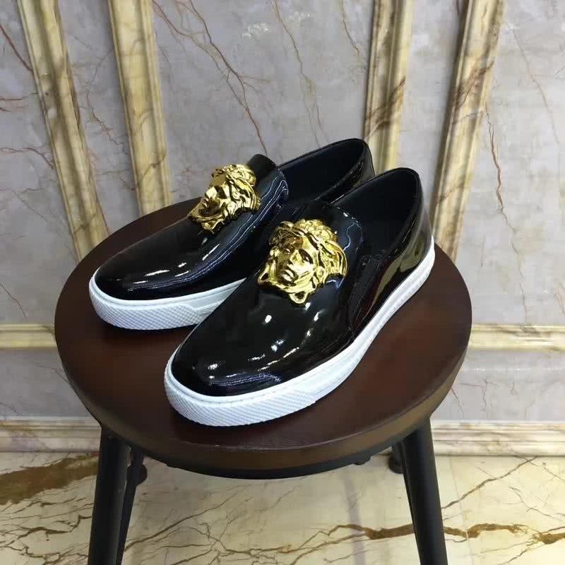 Versace New Loafers Cowhide Wear-resistant Gold Medusa Bright Black Men 9