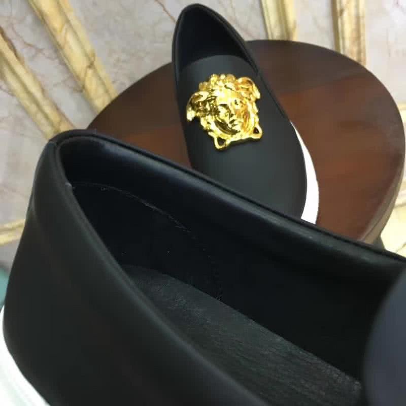 Versace New Loafers Cowhide Wear-resistant Gold Medusa Matte Black Men 7