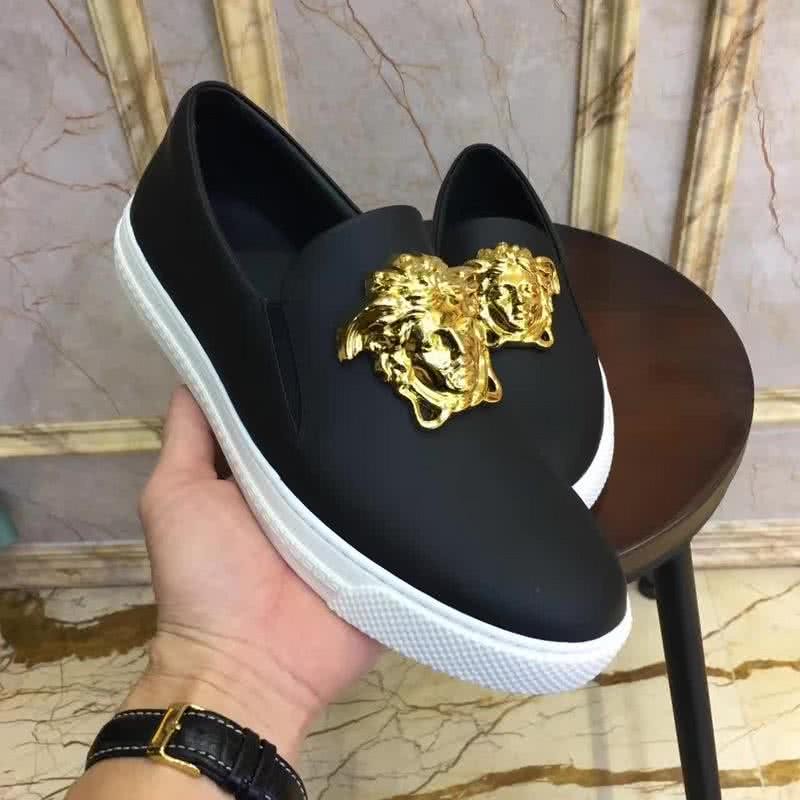 Versace New Loafers Cowhide Wear-resistant Gold Medusa Matte Black Men 8