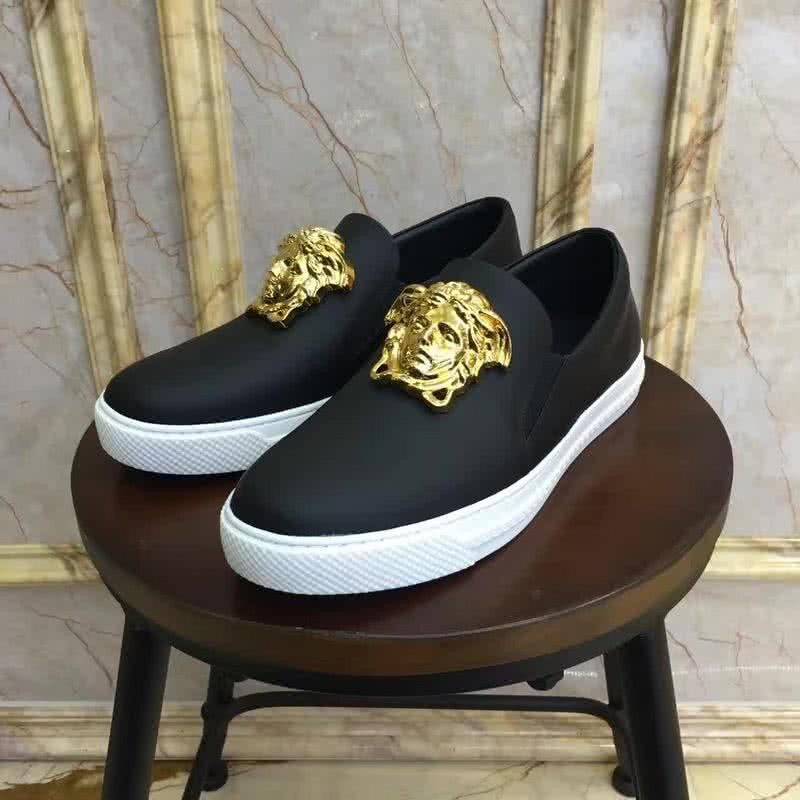 Versace New Loafers Cowhide Wear-resistant Gold Medusa Matte Black Men 9