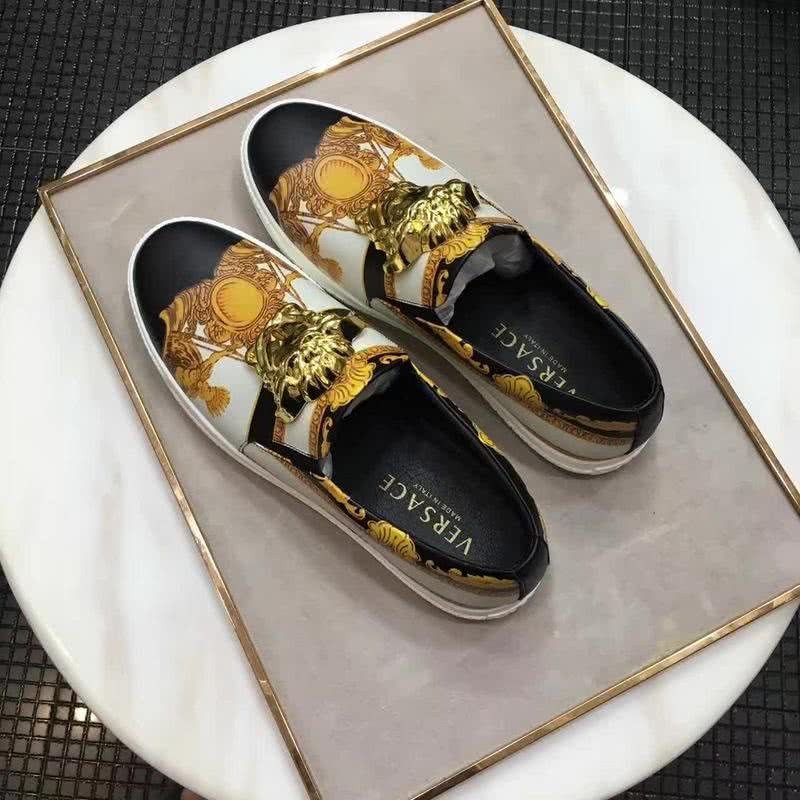 Versace Cowhide Loafers Top Quality Pattern Yellow And Black Men 4
