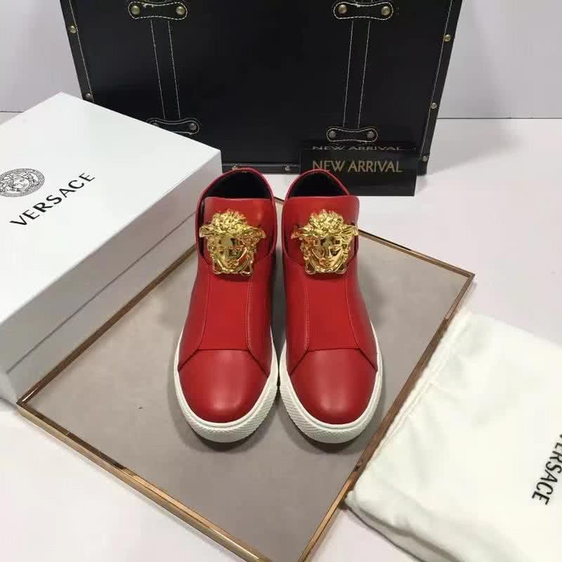 Versace High-top Casual Shoes Cowhide Red Men 2
