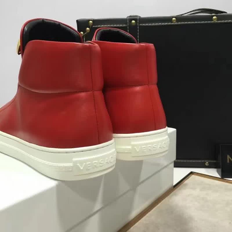 Versace High-top Casual Shoes Cowhide Red Men 3