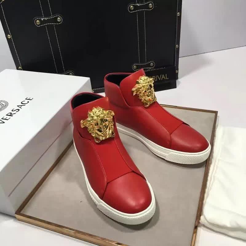 Versace High-top Casual Shoes Cowhide Red Men 5