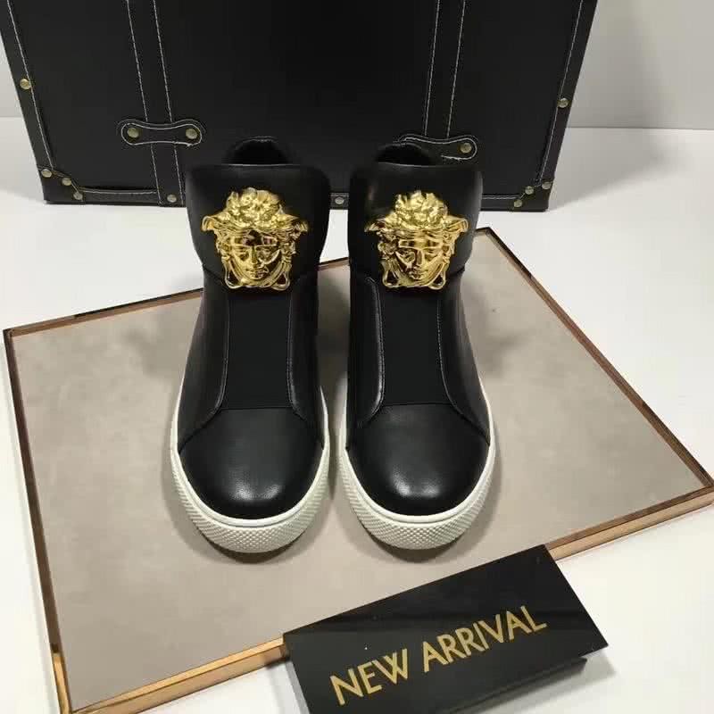 Versace High-top Casual Shoes Cowhide Black Men 2