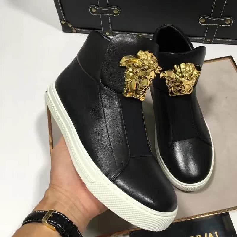 Versace High-top Casual Shoes Cowhide Black Men 4