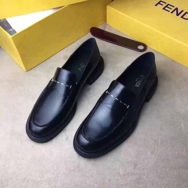 Fendi Loafers High Quality Real Calf Leather Silver Decoration Men 1