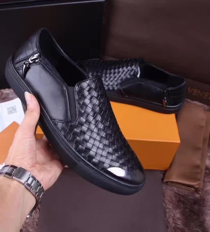 Bottega Veneta Slip-on Leather Knit Zipper Black Men 3