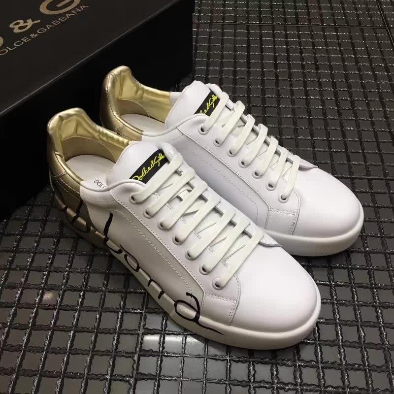 Dolce & Gabbana Sneakers Leather Black Letters White Golden Men 2