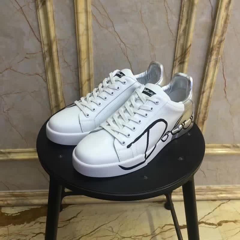 Dolce & Gabbana Sneakers Leather Black Letters White Silver Men 1