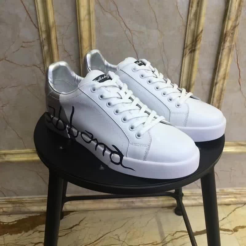 Dolce & Gabbana Sneakers Leather Black Letters White Silver Men 4