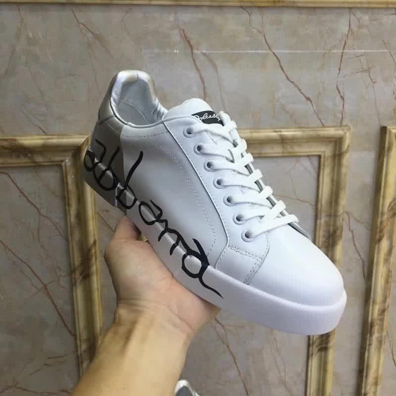 Dolce & Gabbana Sneakers Leather Black Letters White Silver Men 5