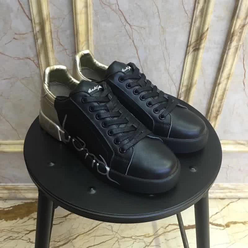 Dolce & Gabbana Sneakers Leather White Letters Black Golden Men 2