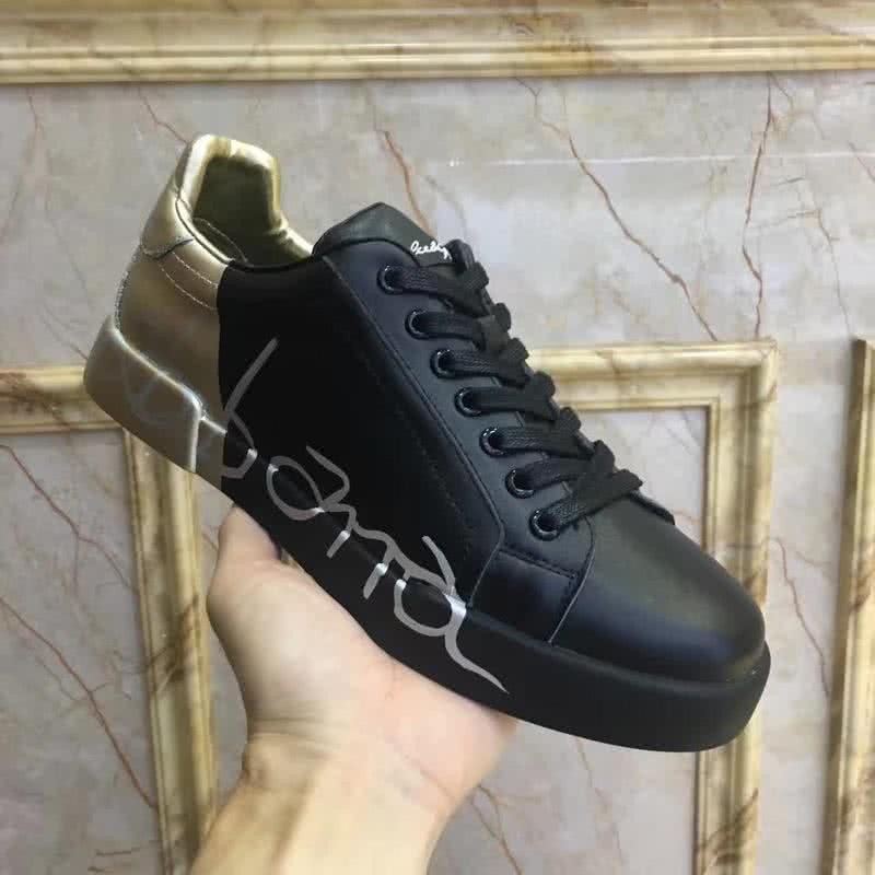 Dolce & Gabbana Sneakers Leather White Letters Black Golden Men 5