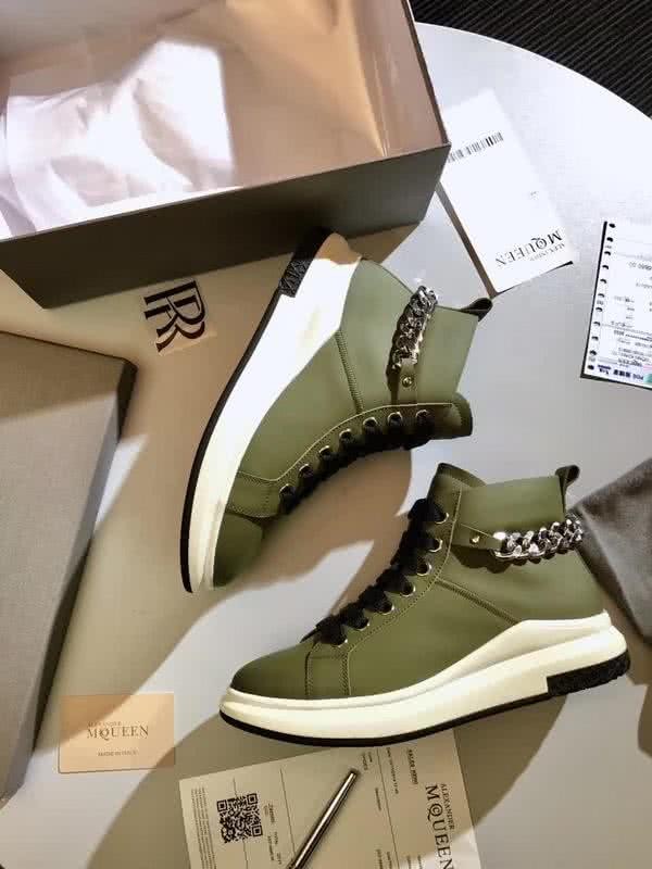 Alexander McQueen Sneakers Leather Army Green Chains Men 3
