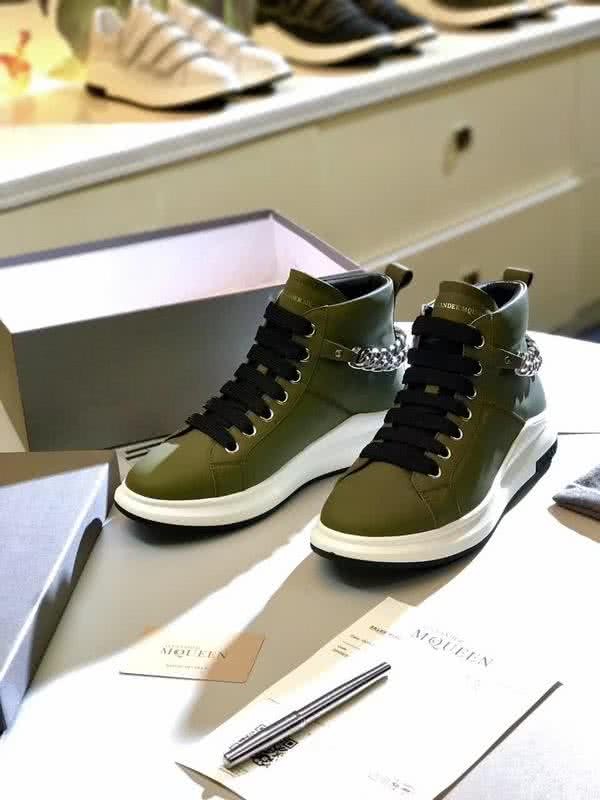 Alexander McQueen Sneakers Leather Army Green Chains Men 7