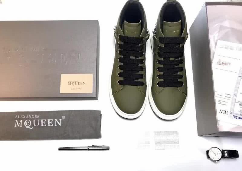 Alexander McQueen Sneakers Leather Army Green Chains Men 6