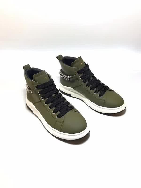 Alexander McQueen Sneakers Leather Army Green Chains Men 1