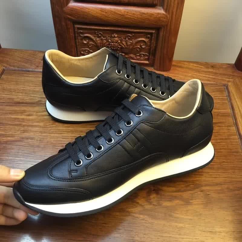 Hermes Fashion Comfortable Sports Shoes Cowhide Black Men 7