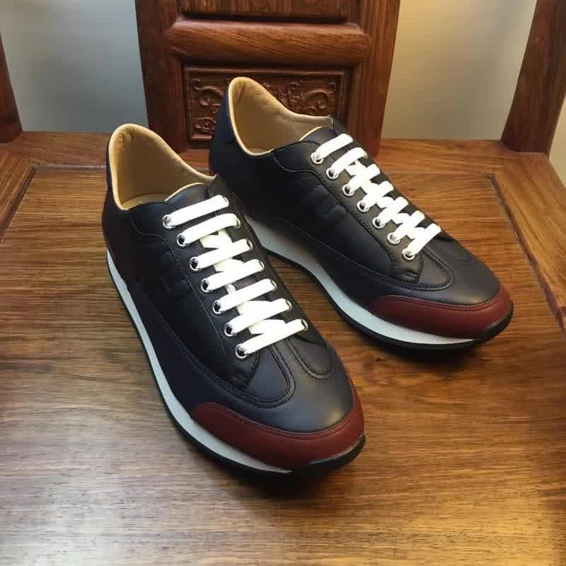 Hermes Fashion Comfortable Sports Shoes Cowhide Dark Blue Men 1