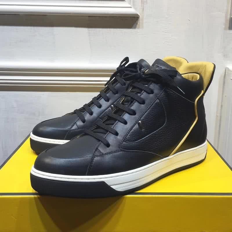 Fendi Sneakers High Top Black Upper Yellow Inside Men 1