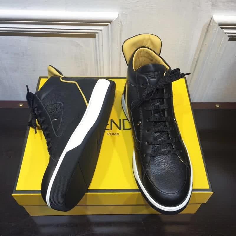 Fendi Sneakers High Top Black Upper Yellow Inside Men 2