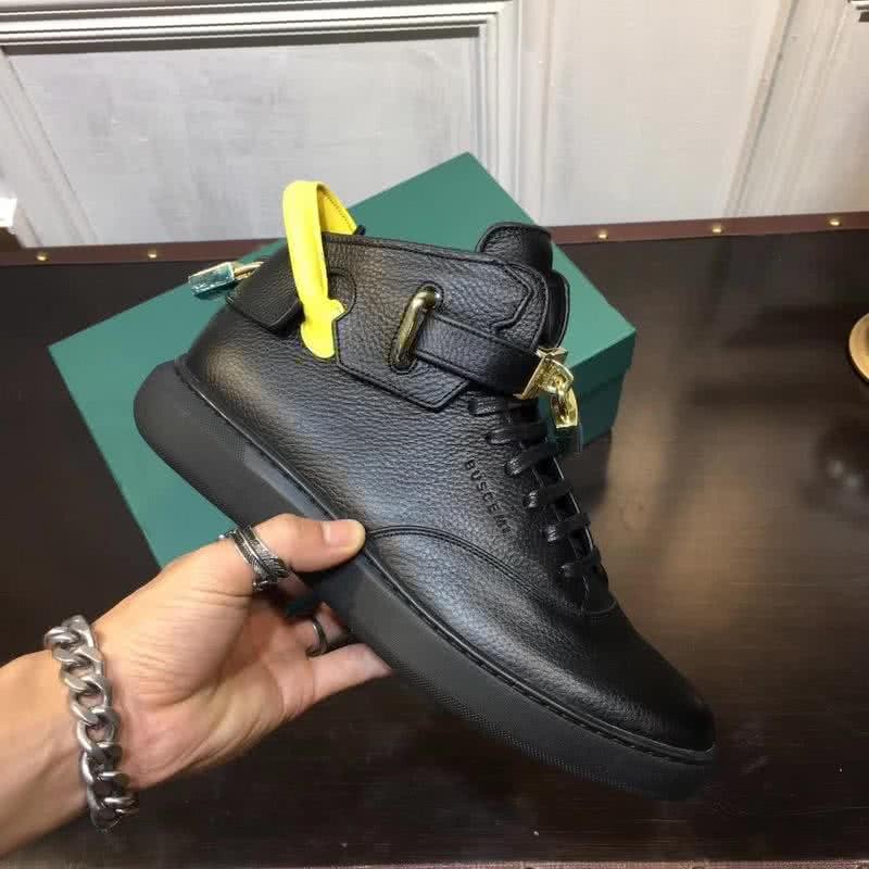 Buscemi Sneakers High Top Black Leather Yellow And Black Belt Men 2