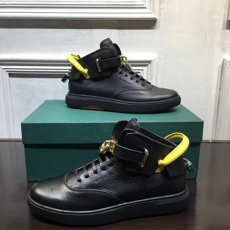 Buscemi Sneakers High Top Black Leather Yellow And Black Belt Men 5