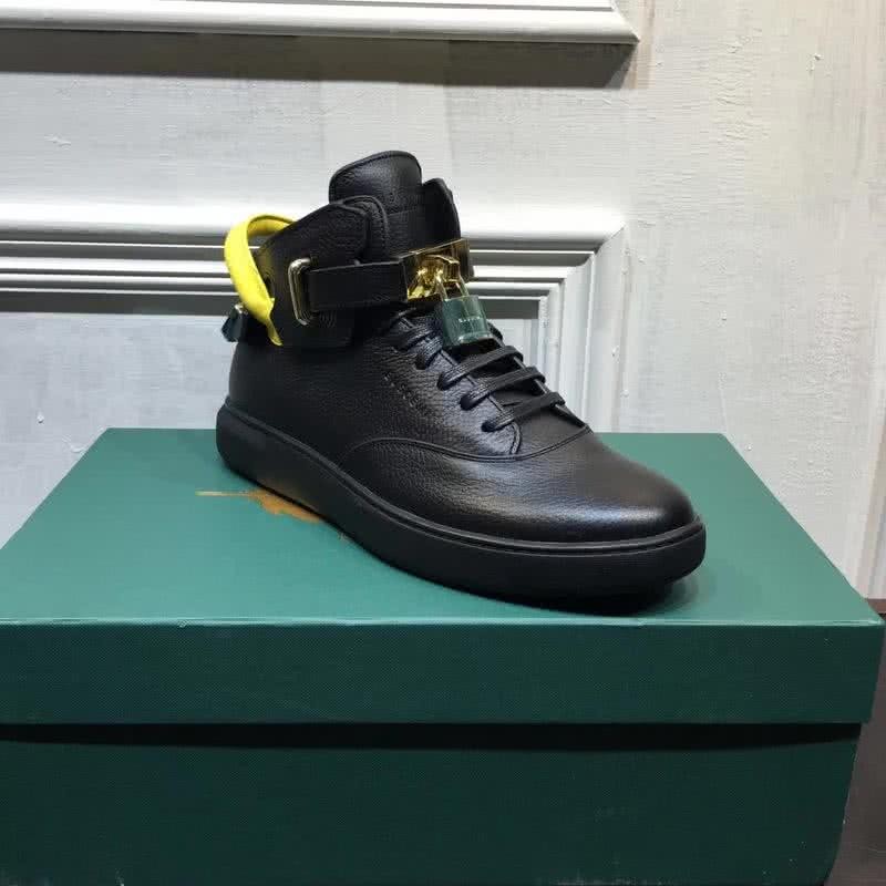 Buscemi Sneakers High Top Black Leather Yellow And Black Belt Men 6