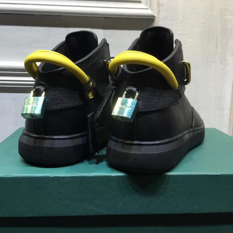 Buscemi Sneakers High Top Black Leather Yellow And Black Belt Men 7