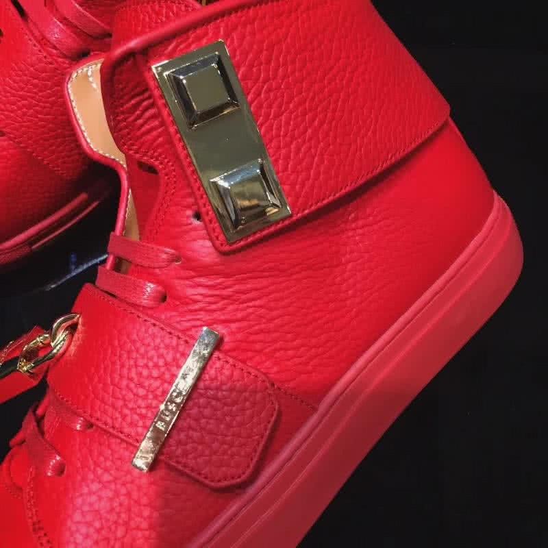 Buscemi Sneakers High Top Red Leather Gloden Lock And Belt Men 6
