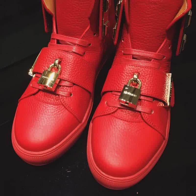Buscemi Sneakers High Top Red Leather Gloden Lock And Belt Men 4