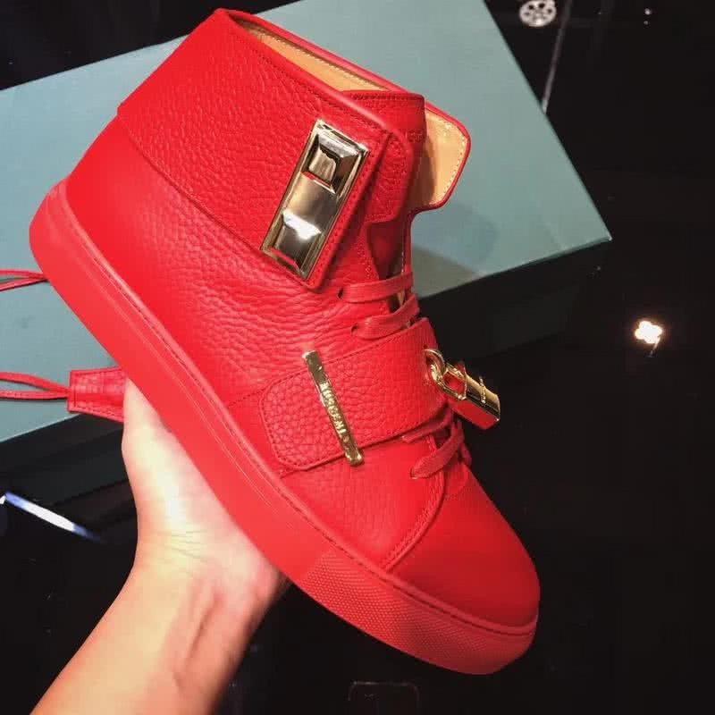 Buscemi Sneakers High Top Red Leather Gloden Lock And Belt Men 5