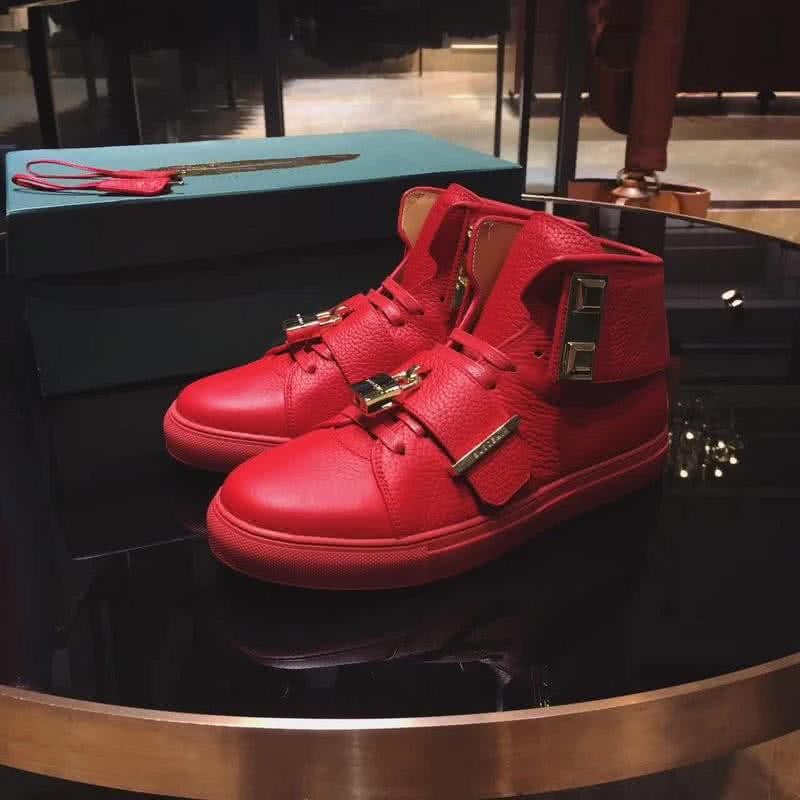 Buscemi Sneakers High Top Red Leather Gloden Lock And Belt Men 9