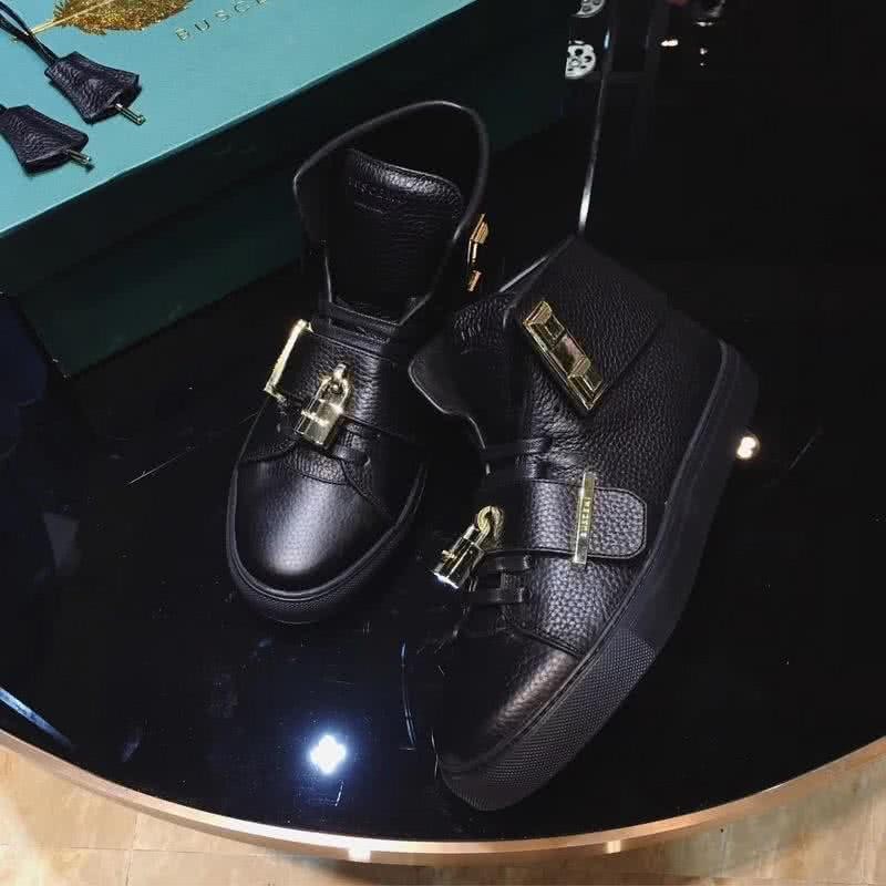 Buscemi Sneakers High Top Black Leather Lock And Belt Men 3