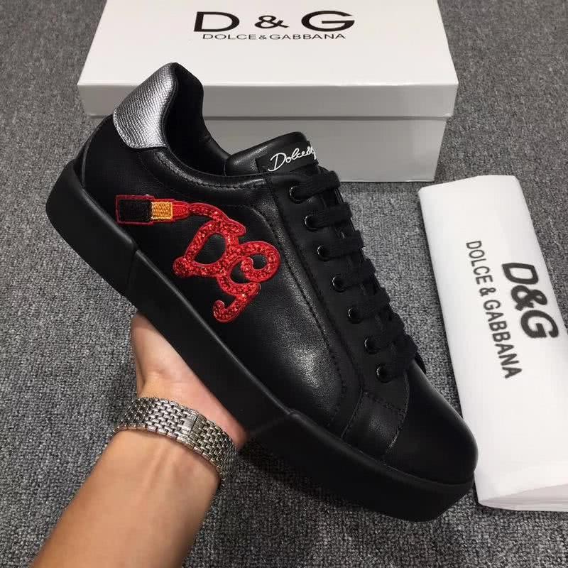 Dolce & Gabbana Sneakers Leather Red Letters Black Silver Men 4