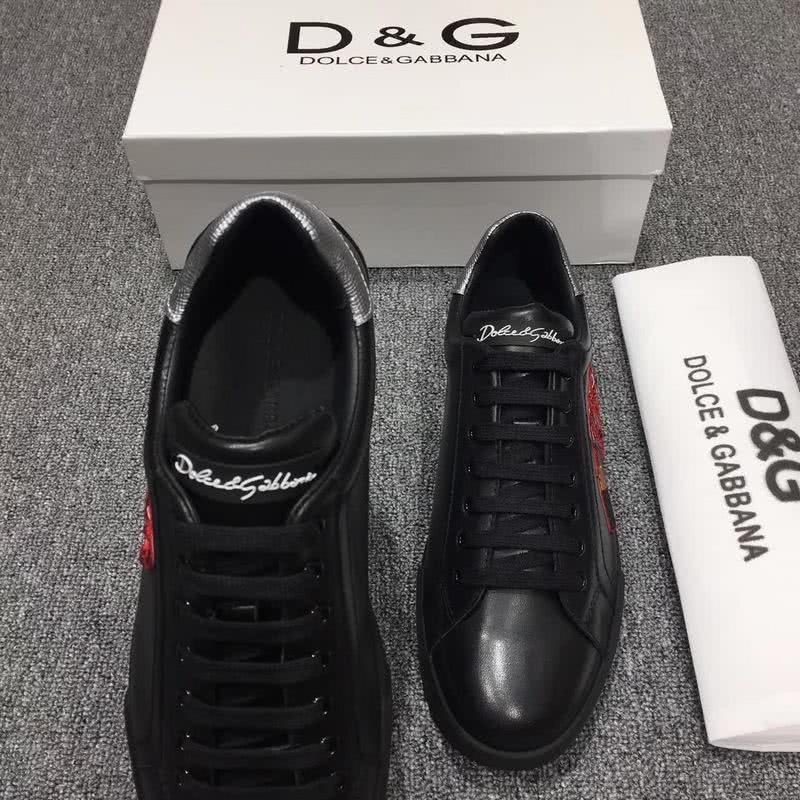 Dolce & Gabbana Sneakers Leather Red Letters Black Silver Men 5