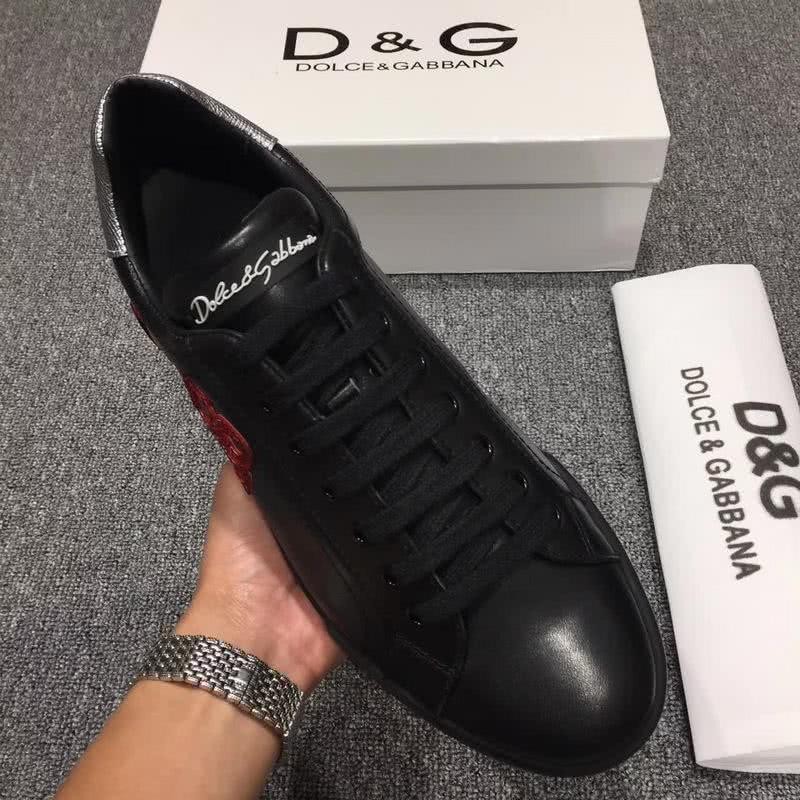 Dolce & Gabbana Sneakers Leather Red Letters Black Silver Men 6