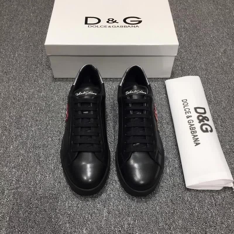 Dolce & Gabbana Sneakers Leather Red Heart Black Silver Men 2